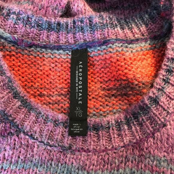 Aeropostale High-Low Sweater Crew Neckline Long Sleeves Size XL Purple - Picture 4 of 9